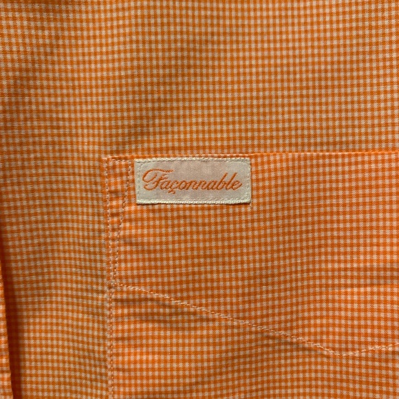 Classic orange micro checked Faconnable blouse. XS - Picture 3 of 4
